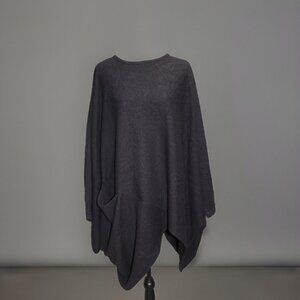 Kadem Sasson Sweater Poncho Cape Lagenlook black Pullover Pocket Israel One Size